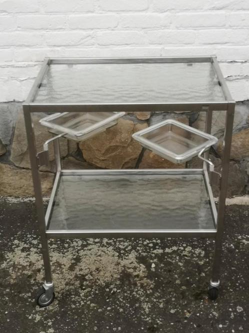 MAQUET.. rvs..glas...serveer/behandelingswagen, Huis en Inrichting, Tafels | Bijzettafels, Zo goed als nieuw, Glas, Ophalen of Verzenden