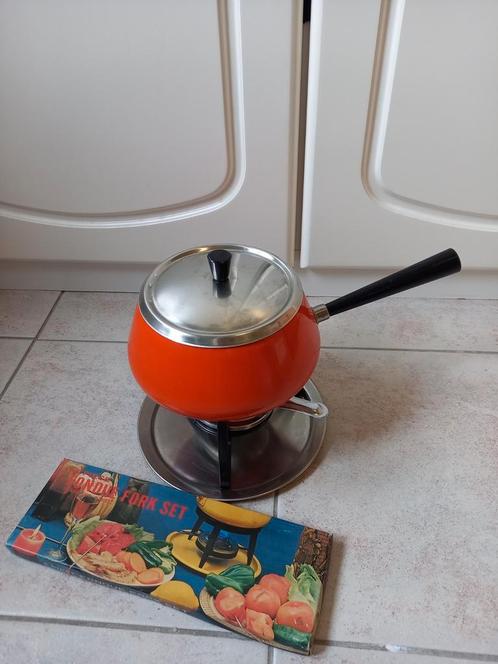 Vintage volledige fondue set Spring Mod. Dep., Elektronische apparatuur, Fonduesets, Zo goed als nieuw, Fonduepan, Ophalen of Verzenden