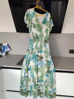 Zomer maxi-jurk blauw groen tropical print, 1 maat (tot XL), Zo goed als nieuw, Ophalen