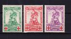 Belgique 1914 COB 126-128 Monument de Mérode, Trace d'autocollant, Enlèvement ou Envoi, Non oblitéré, Croix-Rouge