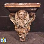 19 eeuwse antieke gipsen kerk console met engel (H48cm), Antiek en Kunst, Antiek | Religieuze voorwerpen, Ophalen of Verzenden