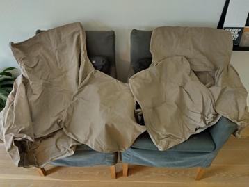 fauteuil 2 stuks met extra set hoezen, antraciet en taupe beschikbaar voor biedingen