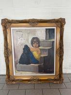 Schilderij met klassieke goudkleurige kader, Antiek en Kunst, Ophalen