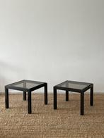 Vintage stalen bijzettafels rookglas jaren 70 retro design, Ophalen, Zo goed als nieuw