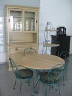 vintage meubelen/4stoelen/tafel/hoekset/yzer-eik hout/kast, Huis en Inrichting, Zetels | Complete zithoeken, Metaal, Gebruikt