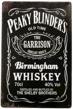 Metalen PEAKY BLINDERS Whiskey vintage look wandbordje, Ophalen of Verzenden, Nieuw
