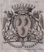 Ex-libris+Prent+Jean Baptiste Claude Robin+Watteville, Ophalen of Verzenden