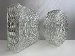 Stel jaren '70 plafonnières Massive bloemmotief, Ophalen of Verzenden, Zo goed als nieuw, Glas, Vintage / retro