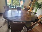 Grote eettafel met 6 Lloyd Loomstoelen, Huis en Inrichting, Complete eetkamers, Ophalen, Gebruikt, Kopie-antiek, 4 tot 6 stoelen