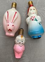 Set van 6 vintage figuur kerstlampjes , in wekende staat, Diversen, Kerst, Ophalen of Verzenden, Zo goed als nieuw