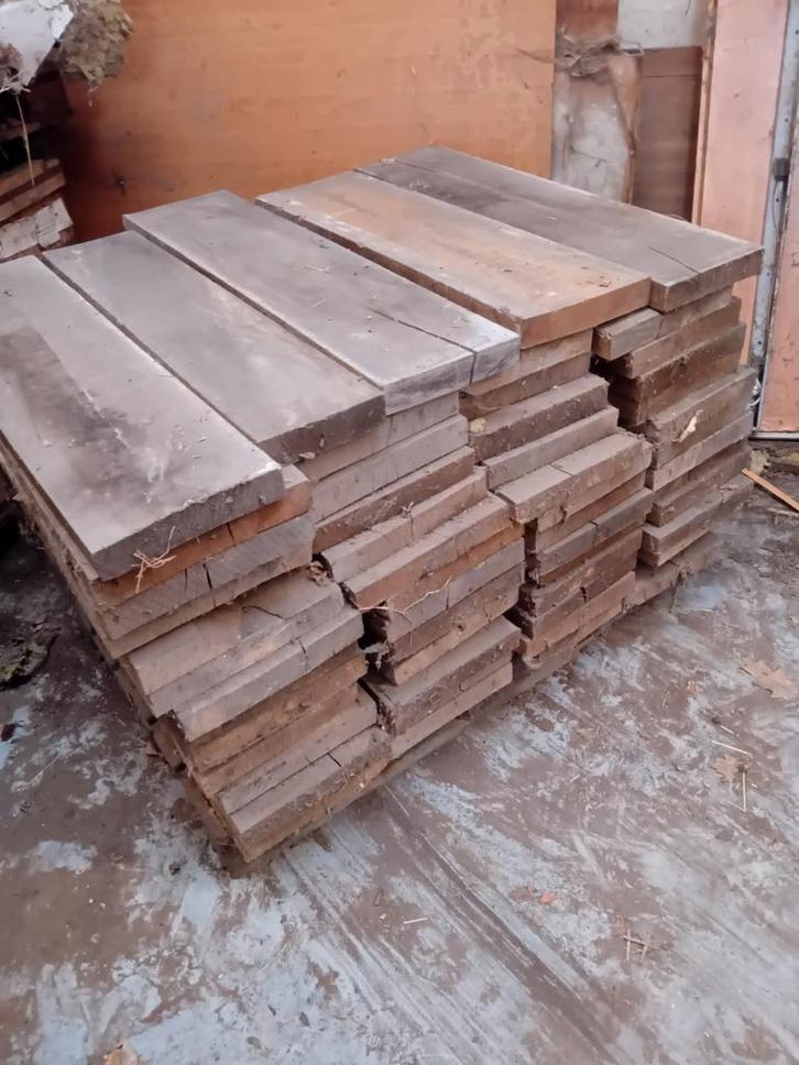 Partij droge eik alle maten ,planken tot kinderbalken, Doe-het-zelf en Bouw, Hout en Planken, Zo goed als nieuw, Ophalen