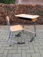 Vintage school setje bureau en stoel, Gebruikt, Ophalen of Verzenden, Tafel(s) en Stoel(en)