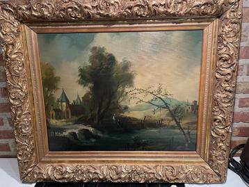 Antiek schilderij in mooie kader., Enlèvement