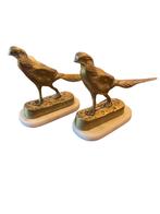 Twee bronzen fazanten op marmeren sokkels, Antiek en Kunst, Ophalen of Verzenden, Brons