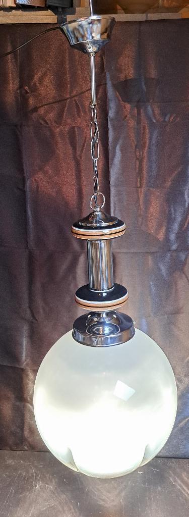 Toni Zuccheri vintage design kroonluchter, Huis en Inrichting, Lampen | Hanglampen, Zo goed als nieuw, Glas, Metaal, Ophalen of Verzenden