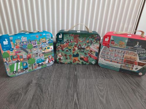 Janod puzzels in koffertjes, Kinderen en Baby's, Speelgoed | Kinderpuzzels, Zo goed als nieuw, Ophalen of Verzenden
