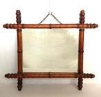 Antieke Houten Faux Bamboe Bambou Spiegel 46x41cm, Ophalen of Verzenden