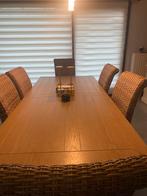 Eetkamertafel + 6 stoelen en kussens, Huis en Inrichting, Tafels | Eettafels, 200 cm of meer, 100 tot 150 cm, Kersenhout, Gebruikt
