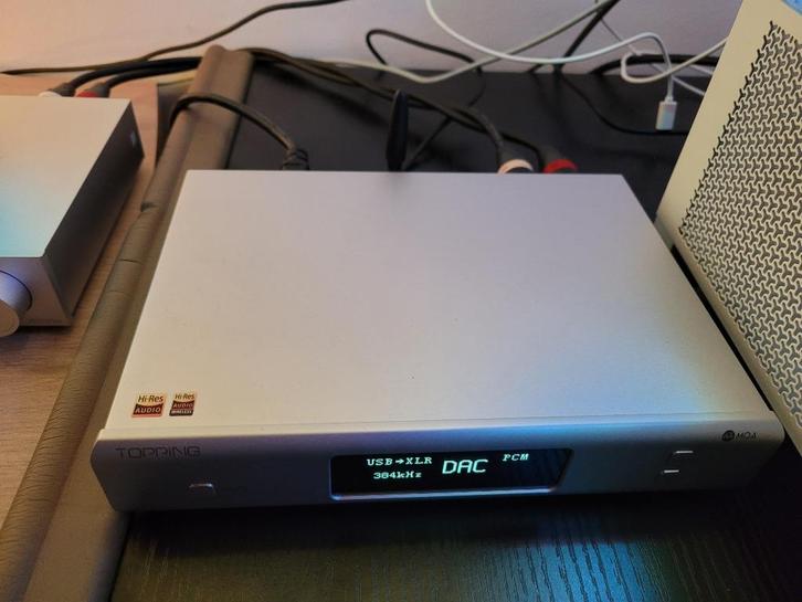 TOPPING D90SE DAC Symétrique ES9038Pro 32bit 768kHz Argent, Audio, Tv en Foto, Converters, Zo goed als nieuw, Ophalen of Verzenden