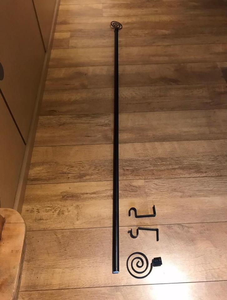 Tringle à tentures/rideaux + accessoires acier noir 150 cm, Huis en Inrichting, Stoffering | Gordijnen en Lamellen, Zo goed als nieuw
