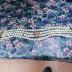 Halsjuweel parels wit 4 rijen Paviè - lengte 31 cm, Handtassen en Accessoires, Kettingen, Overige materialen, Verstelbaar, Wit