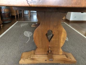 Massief eiken kloostertafel, Huis en Inrichting, Ophalen, Eikenhout, 200 cm of meer, 50 tot 100 cm