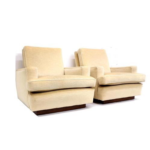 2x Vintage fauteuil creme fluweel Japandi jaren '60 '70, Huis en Inrichting, Complete inboedels, Verzenden