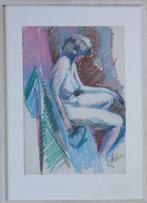 JAN VAN DER VEER/ NAAKTE VROUW / ORGINEEL / 73x53cm / KADER, Ophalen