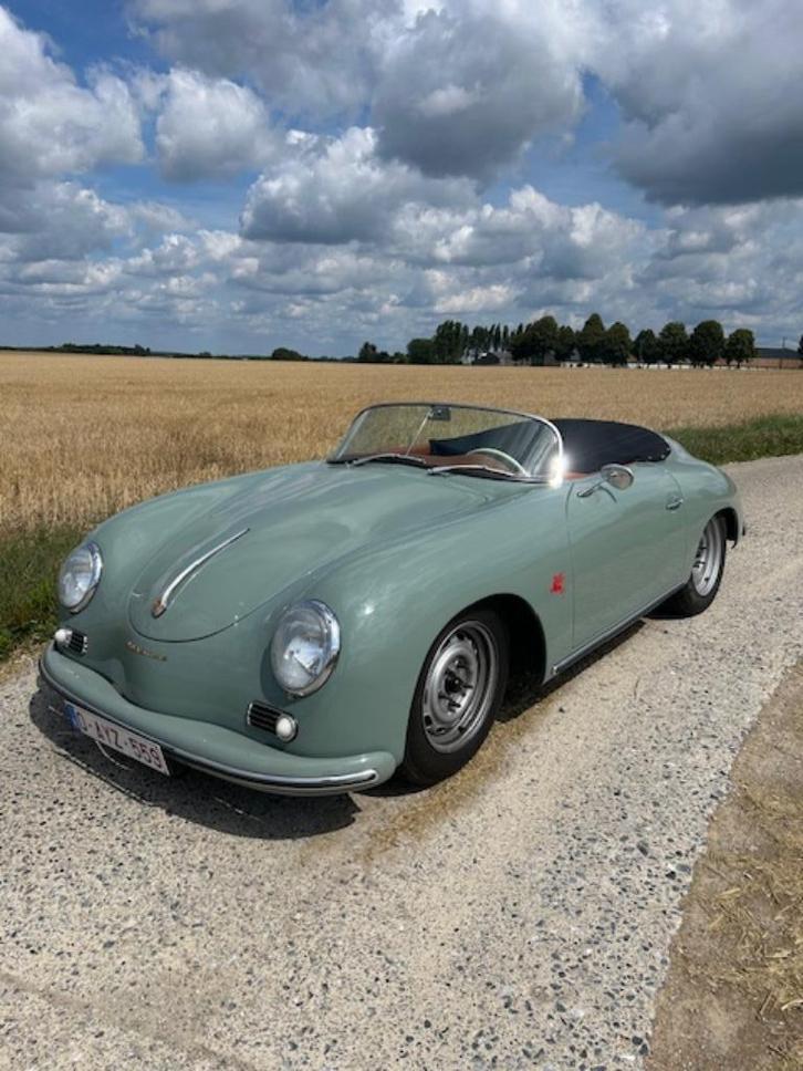 Porsche 356A Convertible D - recreatie, Auto's, Porsche, Particulier, Benzine, Cabriolet, 2 deurs, Handgeschakeld, Groen, Bruin