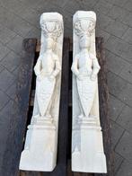 Stenen ridderfiguren, steunpilasters voor console of schouw., Tuin en Terras, Ophalen