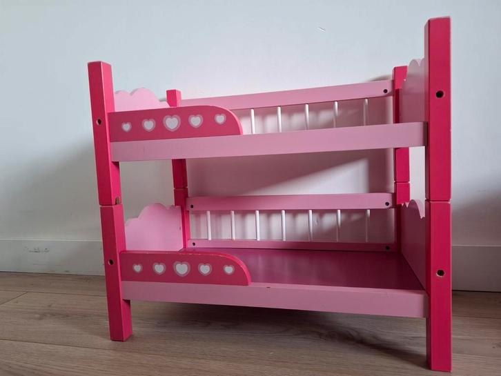 Houten speelgoedbed stapelbed voor poppen, Kinderen en Baby's, Speelgoed | Poppen, Gebruikt, Ophalen