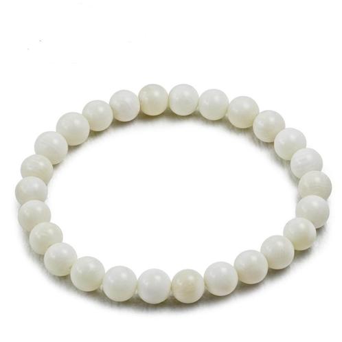 Witte koraal stretch armband dames / heren - 20,5cm, Handtassen en Accessoires, Armbanden, Nieuw, Ophalen of Verzenden