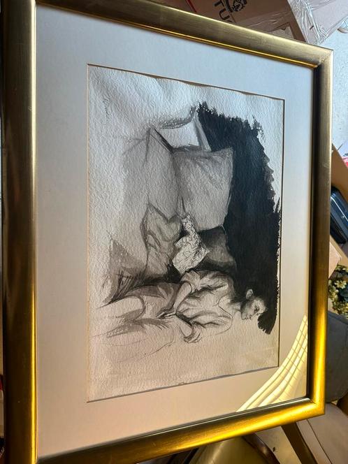 De source á source - R. De Volder - kunst tekening, Antiek en Kunst, Kunst | Tekeningen en Fotografie, Ophalen of Verzenden