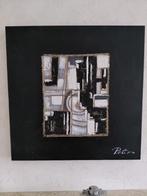 Modern abstract schilderij 60x60 cm – zwart/wit/grijs, Enlèvement