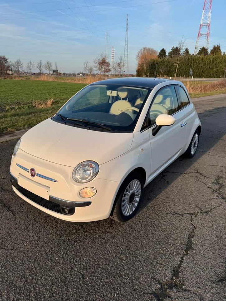 Fiat 500 1.2i | Pano | 2015 | Airco, Autos, Fiat, Particulier, Essence, Euro 6, Hatchback, 3 portes, Boîte manuelle, Blanc, Beige