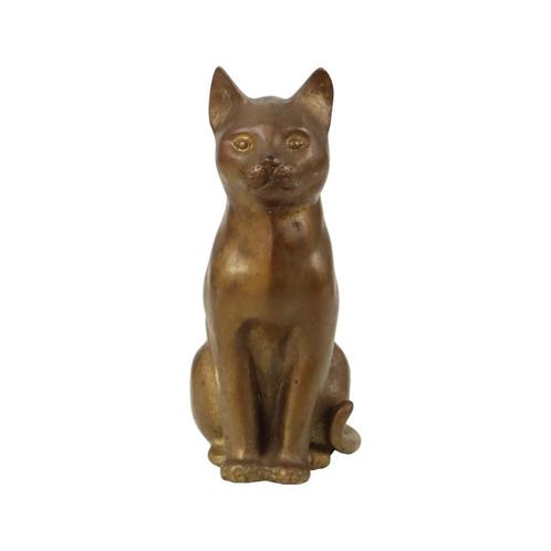 Vintage Katten Beeld Brons Sculptuur Poes Decoratief 24cm, Verzamelen, Beelden en Beeldjes, Gebruikt, Dier, Ophalen of Verzenden