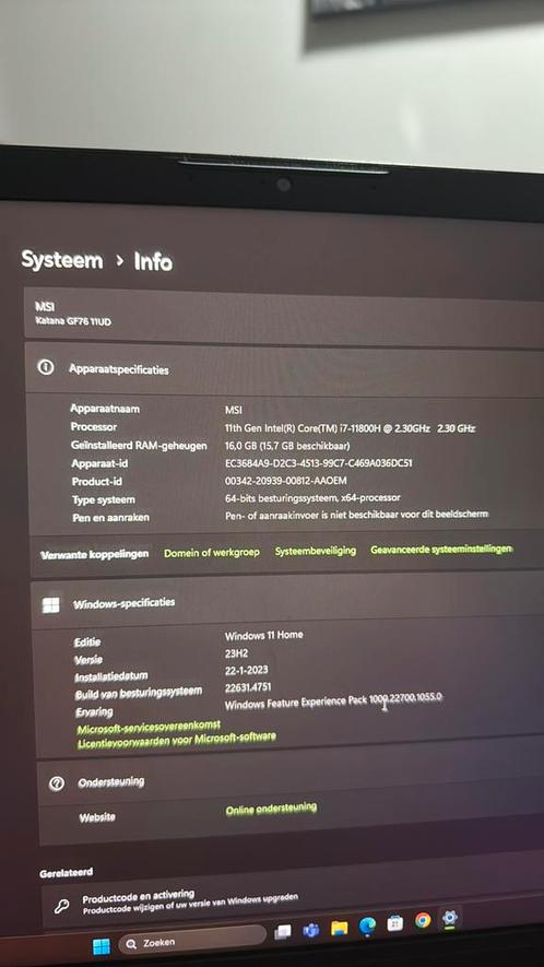 Msi katana, Computers en Software, Windows Laptops, Zo goed als nieuw, Ophalen