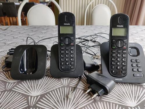 Philips CD 155 Draadloze DECT telefoons + station + opladers, Telecommunicatie, Vaste telefoons | Handsets en Draadloos, Gebruikt