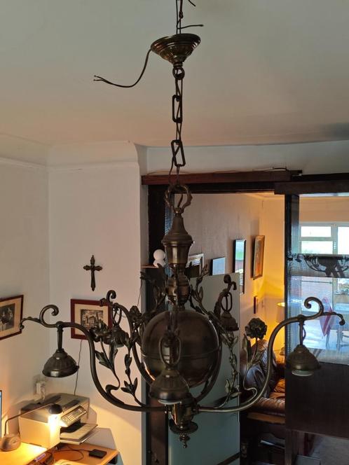 Lustre 5 Branches, Huis en Inrichting, Lampen | Kroonluchters, Gebruikt, Metaal, Ophalen