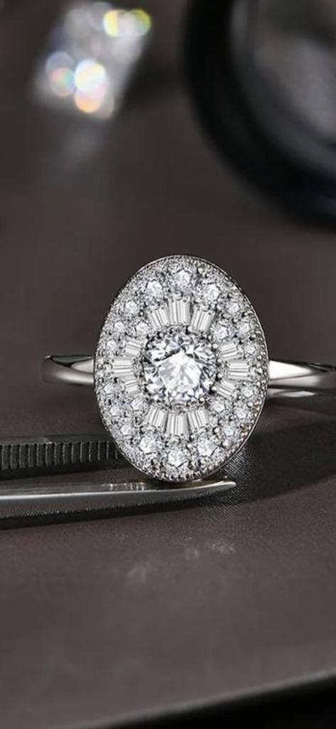 Nieuwe ring, diamanttest positief!, Handtassen en Accessoires, Ringen, Nieuw, Dame, 17 tot 18, Wit, Met edelsteen, Verzenden