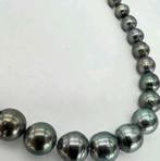 925.Sterling halsketting met Tahiti parels 11-8 mm, Enlèvement ou Envoi, Noir