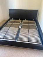 stevig bed 1,80m breed met echt lederen hoofdbord, Huis en Inrichting, Slaapkamer | Bedden, Ophalen, Gebruikt, 180 cm