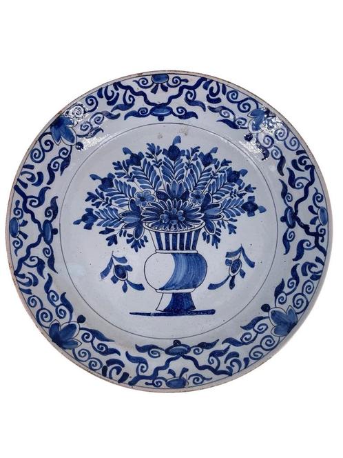 Compotier en Faïence de Desvres Style Delft - Monogrammé AK, Antiquités & Art, Antiquités | Assiettes décoratives & Carrelages