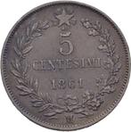 Italie 5 centesimi 1861 5 g, Enlèvement ou Envoi, Monnaie en vrac, Italie