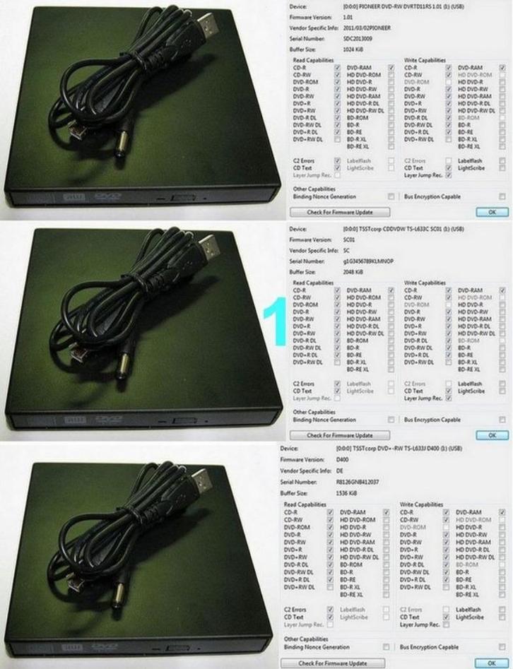 Lot de lecteurs - graveurs optiques pour laptops, Computers en Software, Optische drives, Gebruikt, Intern, Windows, Cd, Dvd, Overig