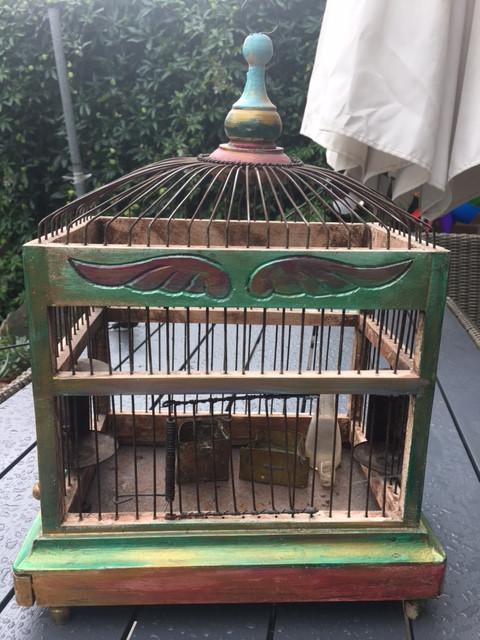 Authentieke vintage houten vogelkooi, Antiek en Kunst, Curiosa en Brocante, Ophalen