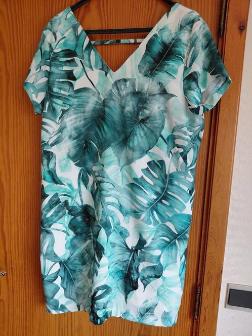 Wit/groene jurk; maat 46. Scapa Sports, Kleding | Dames, Jurken, Gedragen, Maat 46/48 (XL) of groter, Overige kleuren, Knielengte