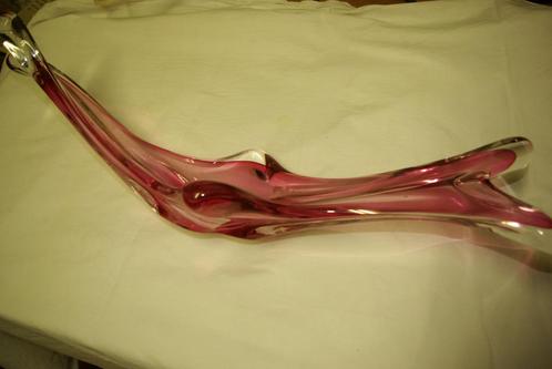 Vase ancien verre bicolore Murano ou belle coupe allongée, Antiek en Kunst, Antiek | Glaswerk en Kristal, Ophalen of Verzenden