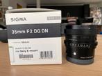 Sigma 35mm F2.0 monture Sony (comme neuf, sous garantie), Comme neuf, Lentille standard, Enlèvement ou Envoi
