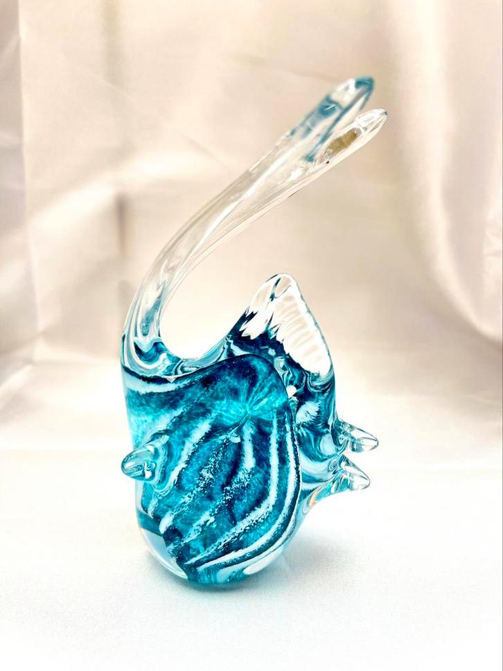 Turkoise Vis in Murano glas + certificaat, Antiek en Kunst, Antiek | Glaswerk en Kristal, Ophalen of Verzenden